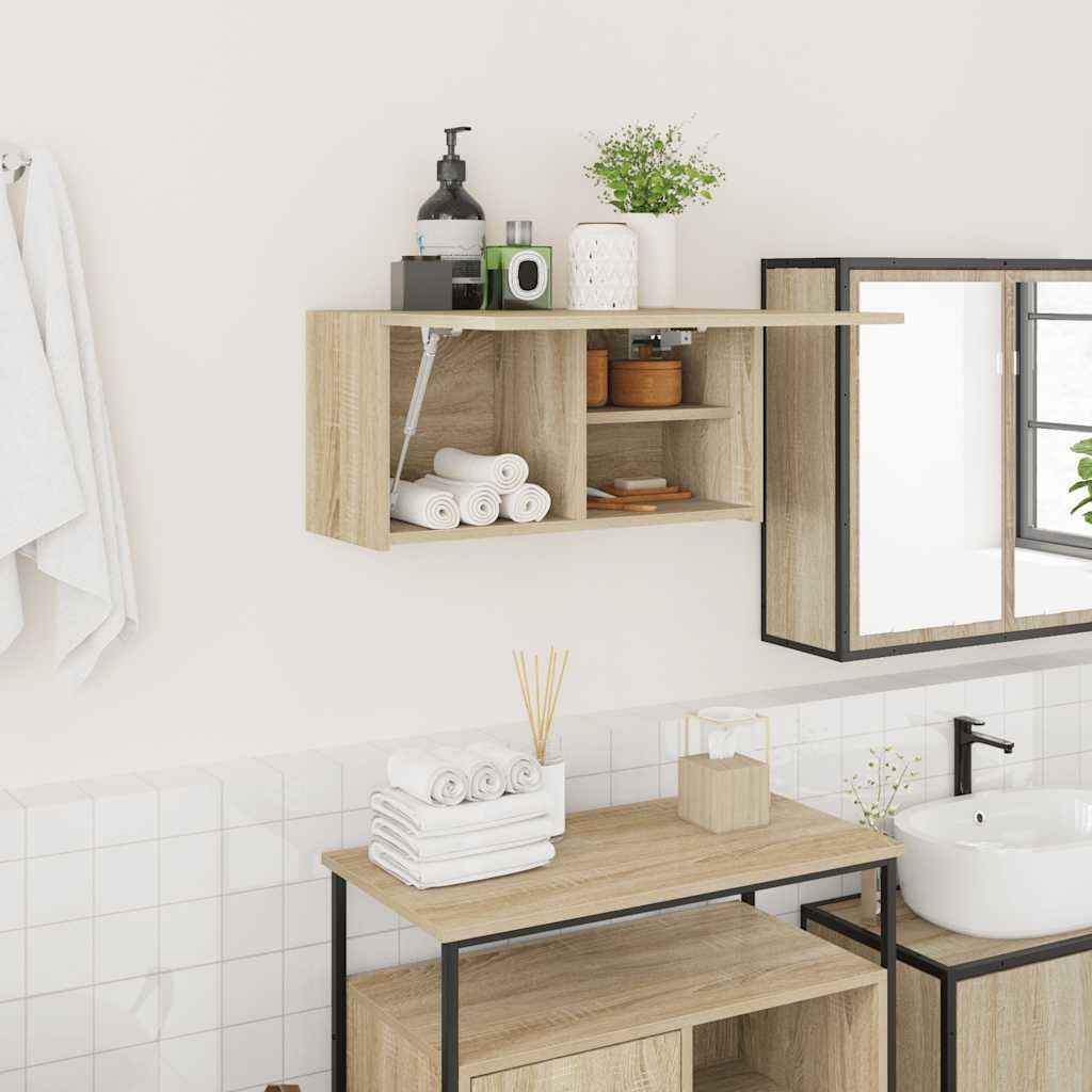 Pensile da bagno rovere Sonoma 60x25x30 cm in materiale Immagine del prodotto 