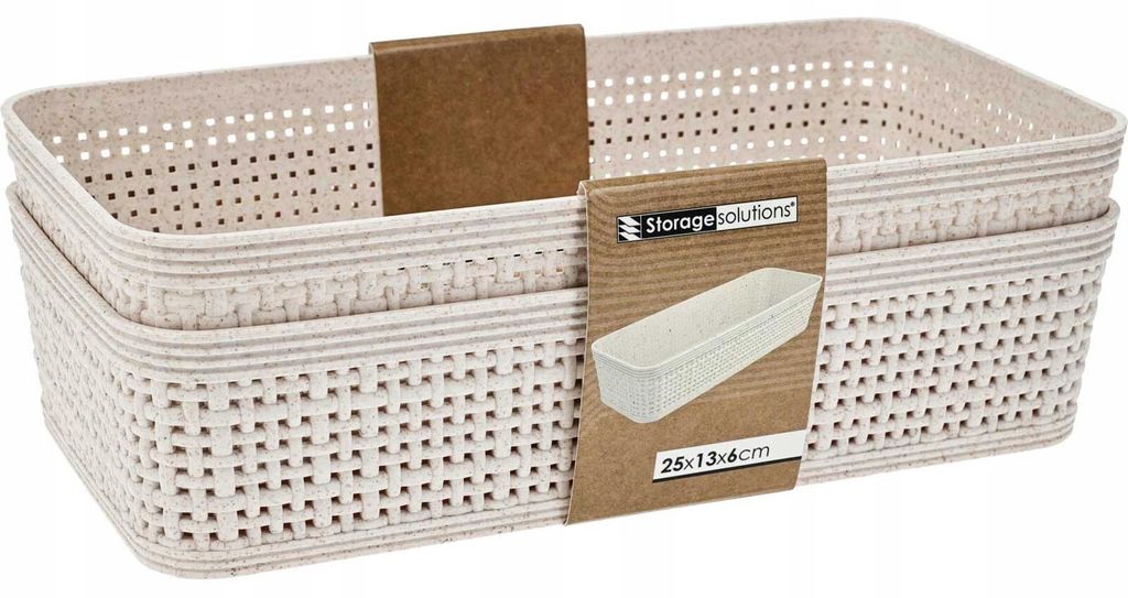 Plastikowe koszyki do organizacji, 25 x 13,5 x 6 cm, 2 szt. Zdjęcie produktu 