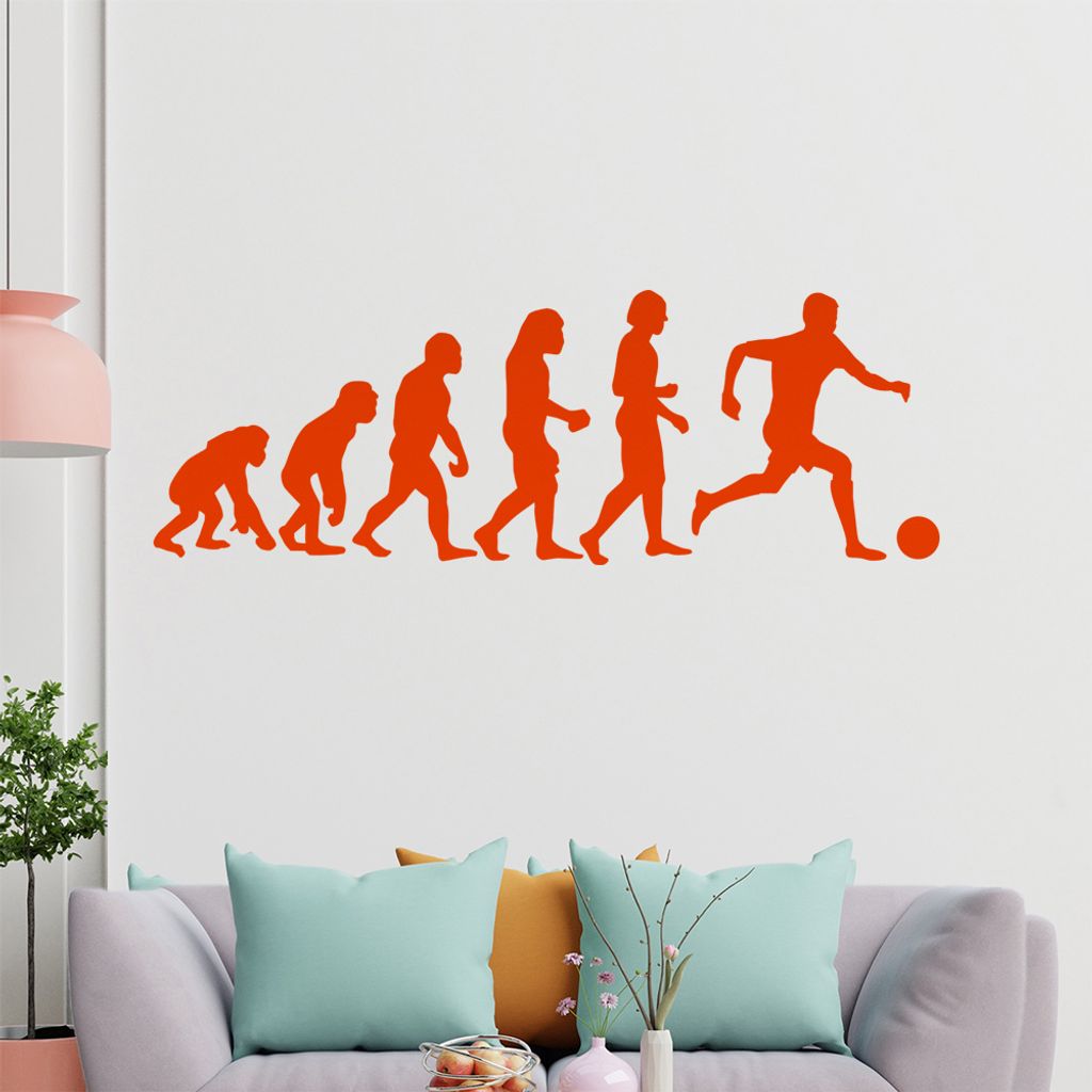 KIWISTAR Evolution Fußballspieler Charles Darwin Wandtattoo in 6 Größen - Wandaufkleber Wall Sticker - Dekoration, Küche, Wohnzimmer, Schlafzim...