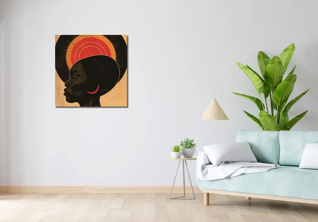 Tableau 70 x 70 cm Rayons chauds : Décoration Murale Abstraite Moderne