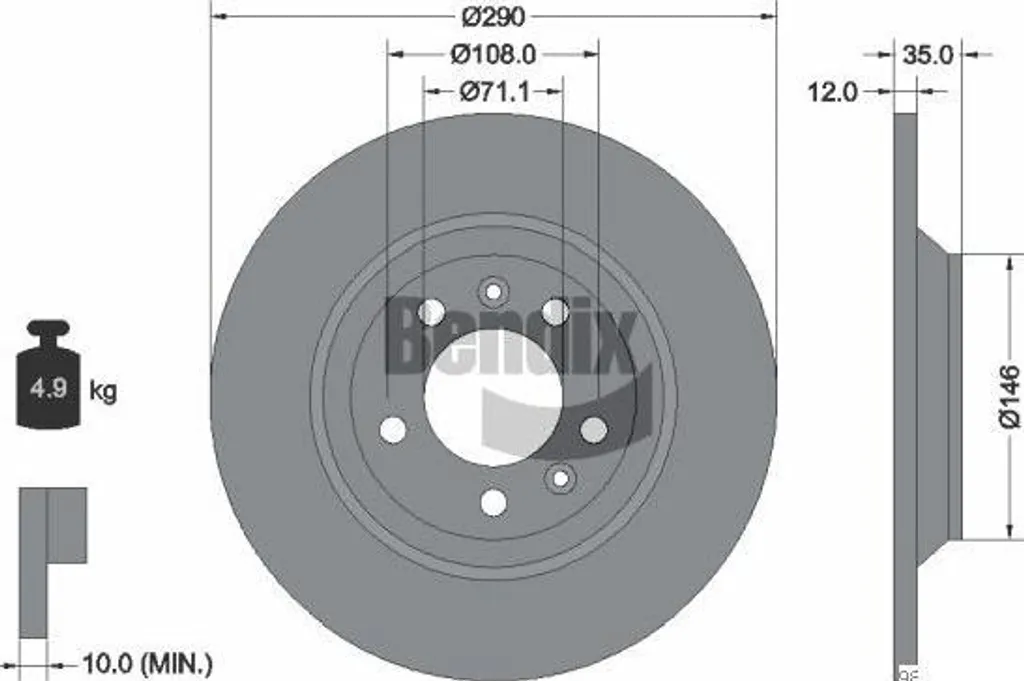 Disque de frein BENDIX BDS1059 haute résistance, monte OE 1618861880