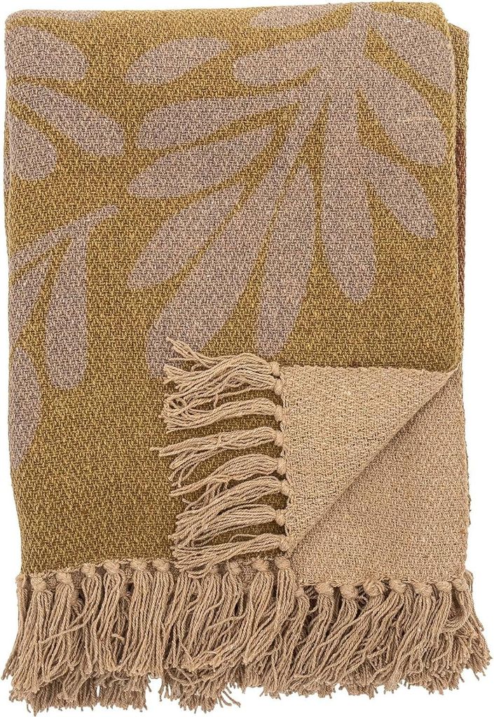 Bloomingville Hochwertige Tagesdecke 160 x 130 cm – Vielseitige Kuscheldecke aus recycelter Baumwolle, ideal als Sofadecke oder für Bett und Gar...