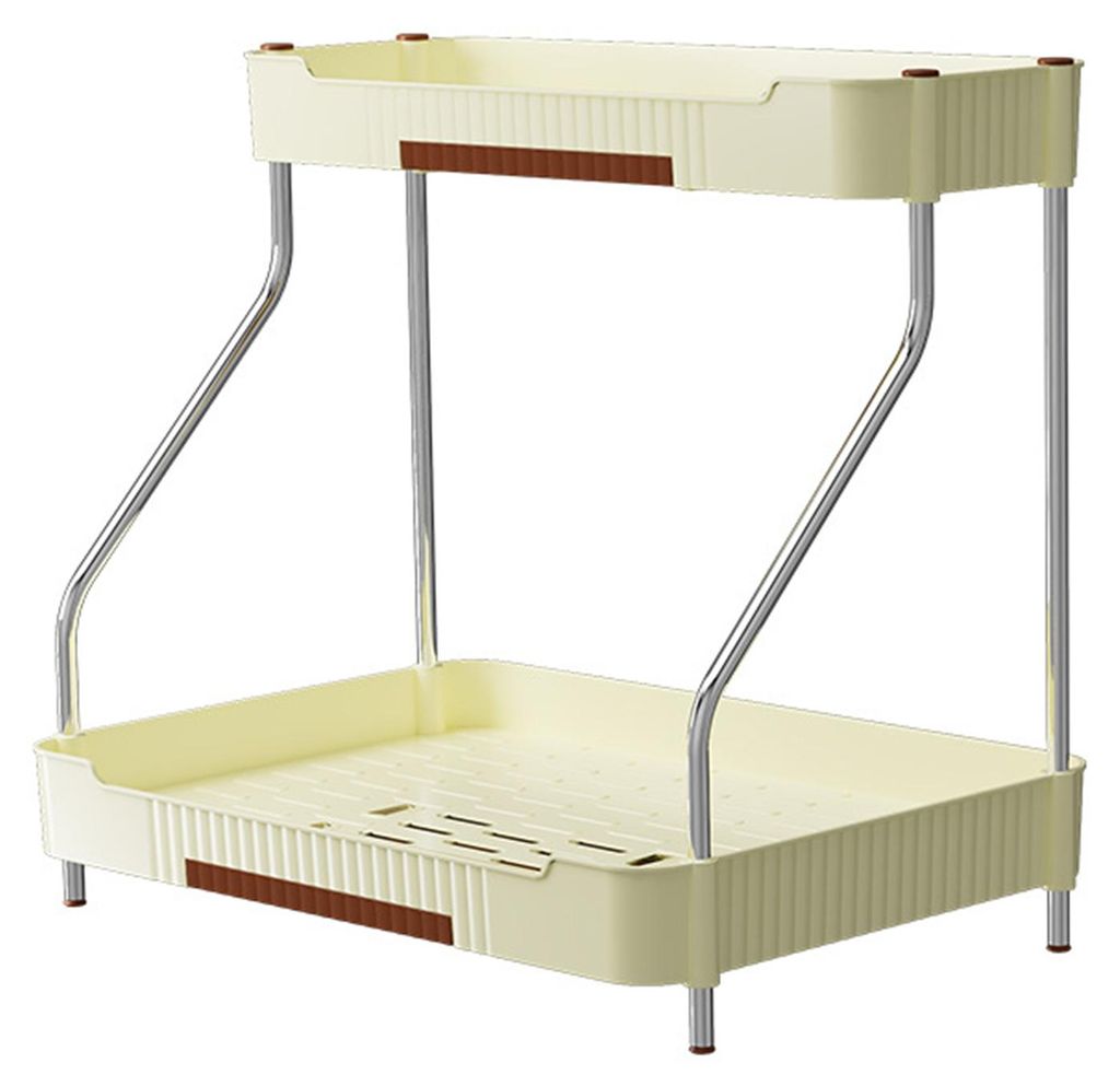 2-stöckiges Küchenregal mit Abtropfschalen, Ablage für Flaschen und Gläser, Küchen- und Badezimmer-Organizer