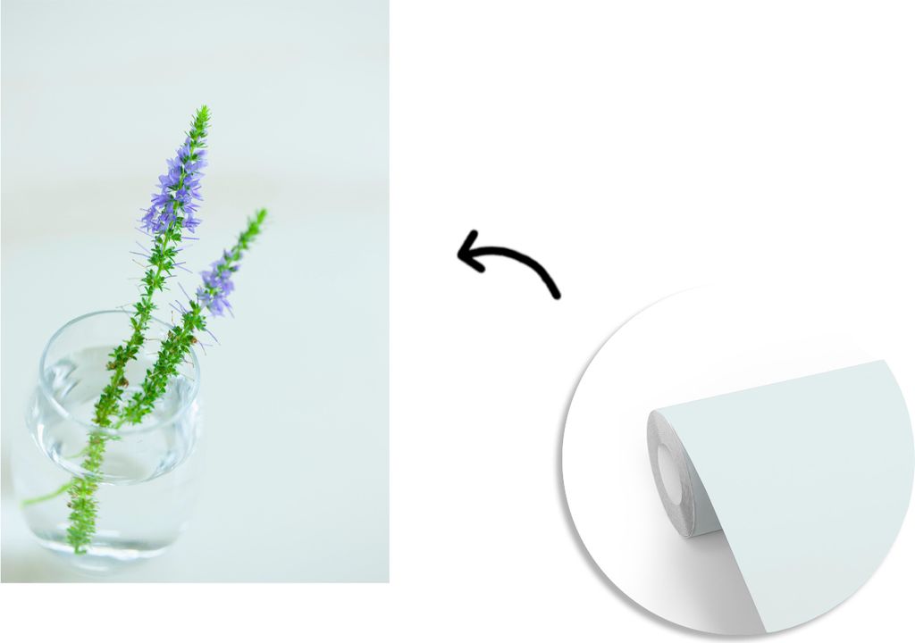 MuchoWow Fototapete für Wohnzimmer oder Schlafzimmer Wandtapete Vinyl Motivtapete Zwei Pflanzen des hohen Farns in einer Glasvase - 175x260 cm -...