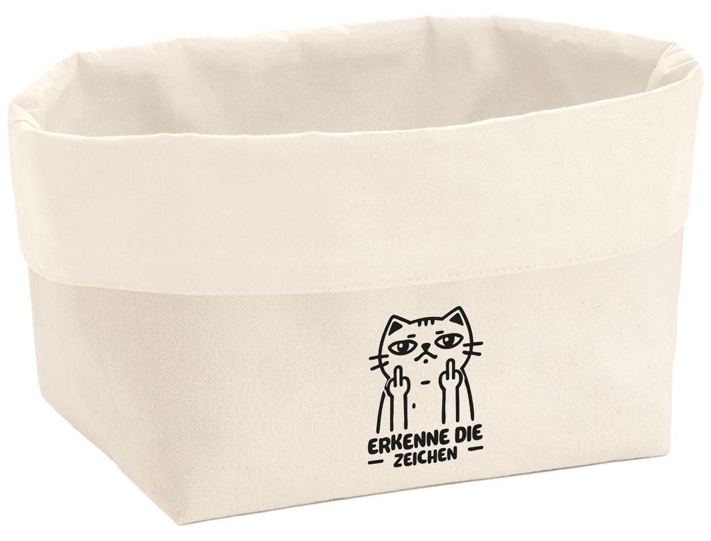 Huuraa Organizer Erkenne die Zeichen grimmige Katze 3 Liter Medium Canvas Baumwolle Utensilo Geschenkidee