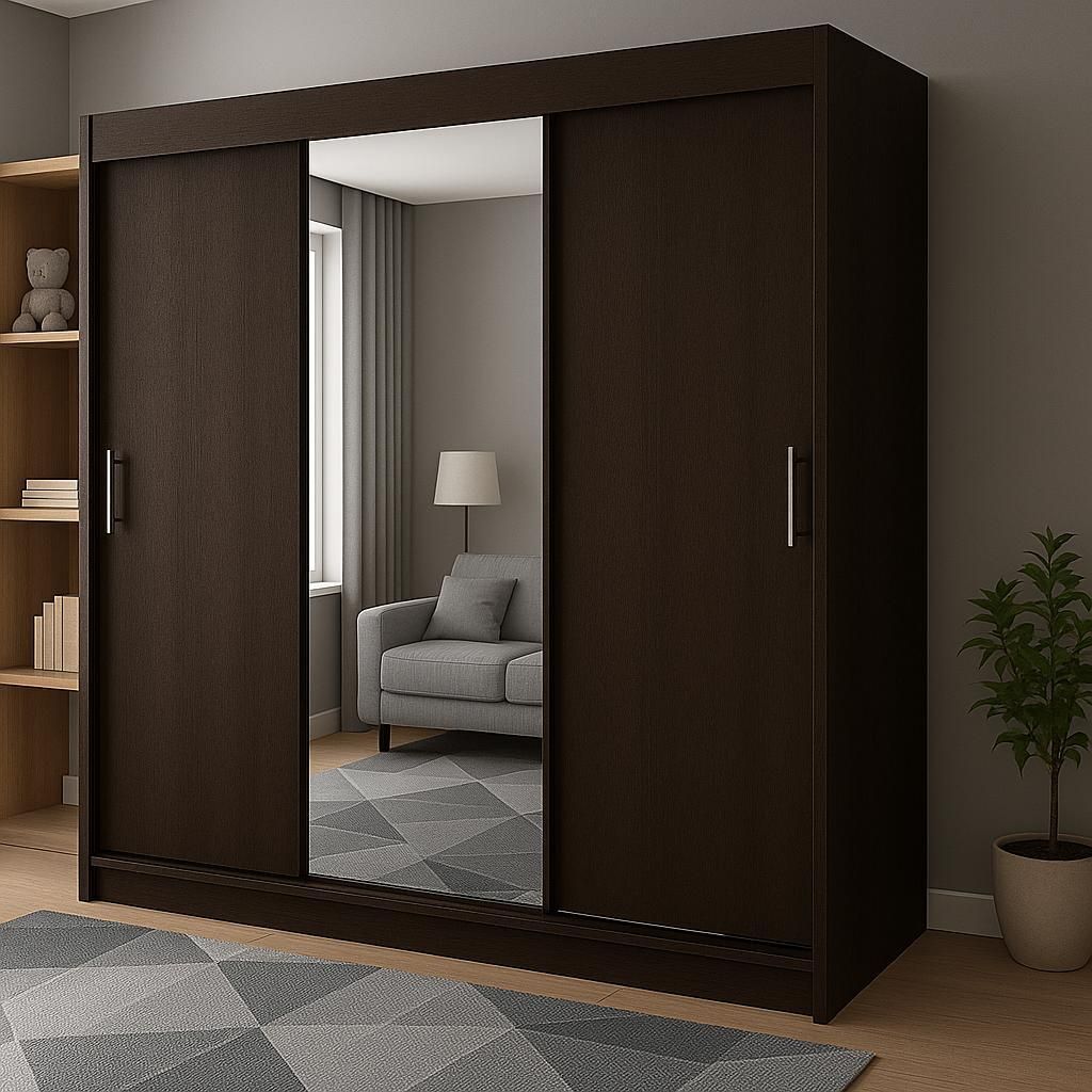 Szafa 3-drzwiowa przesuwna RIO-4 180x215cm kolor wenge – Zdjęcie produktu 