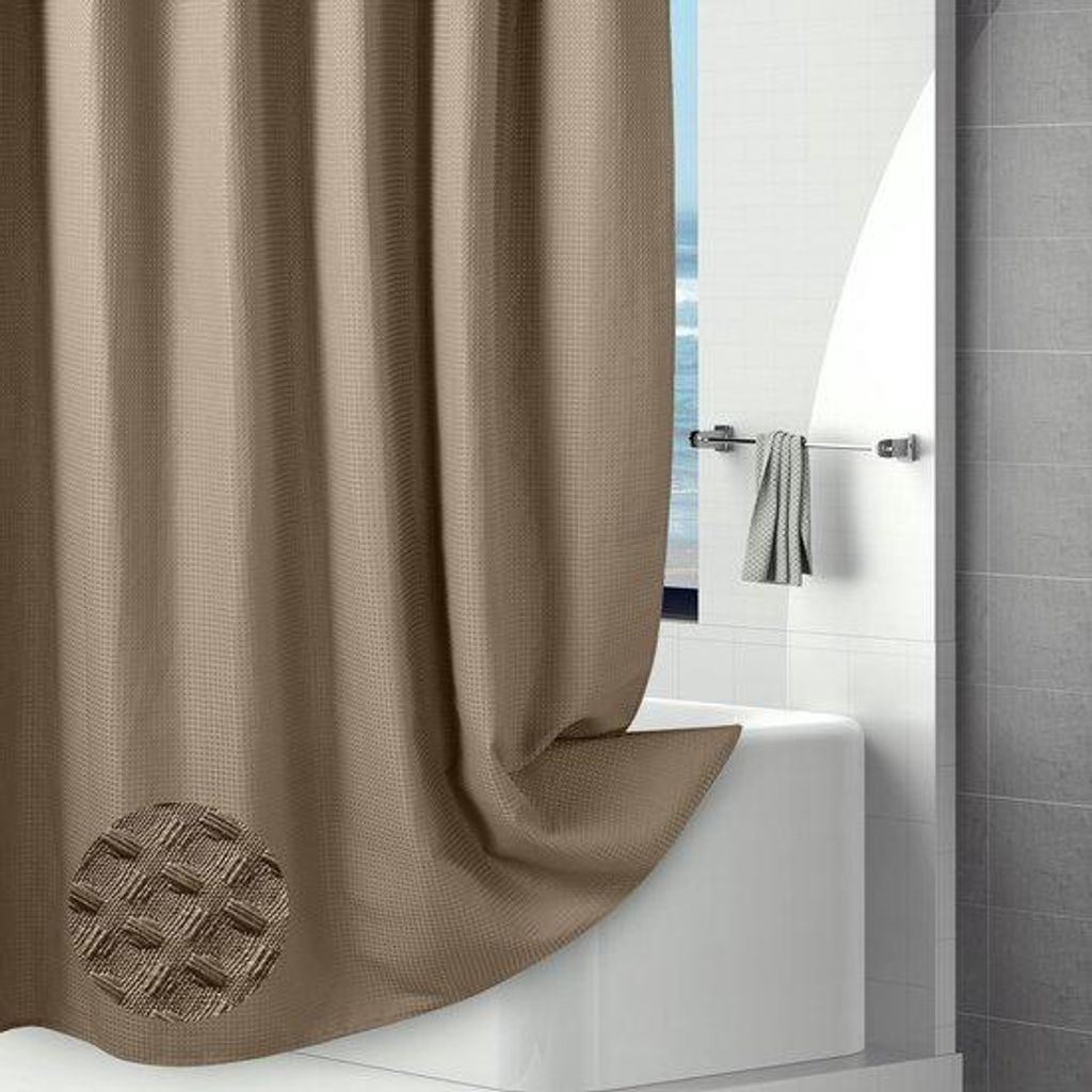 Unyqoos eleganter Waffelstoff-Duschvorhang mit beschwertem Saum und wasserdichter Beschichtung
