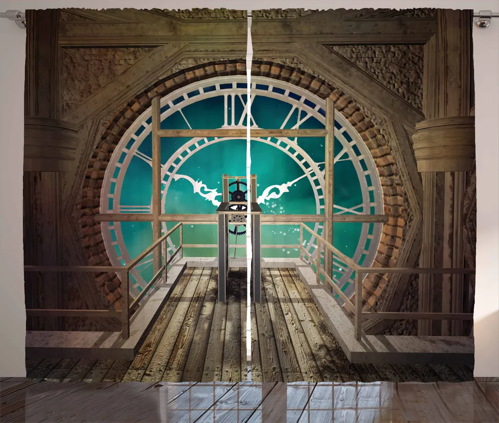 ABAKUHAUS Tenda Steampunk Orologio - Marrone Turchese 280 x 175 cm