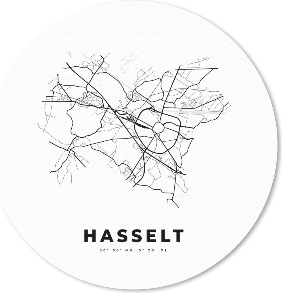 MuchoWow Mauspad Mousepad Stadtplan - Schwarz und weiß - Karte - Hasselt - Belgien - Karte 30x30 cm - Mousepads - Maus Mat - Pad - Mausunterlage...