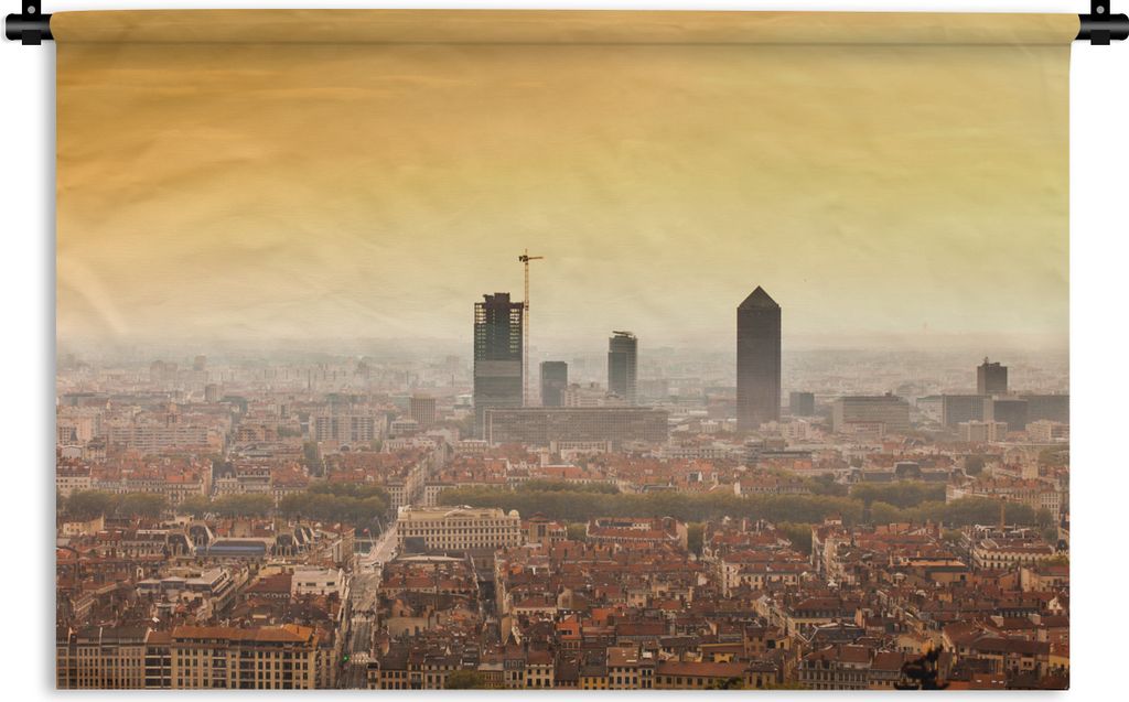MuchoWow Wandteppich Wandbehang Lyon - Frankreich - Sonne 90x60 cm Tapisserie Dekoration Wandtuch - Wandskulpturen - Bildteppich