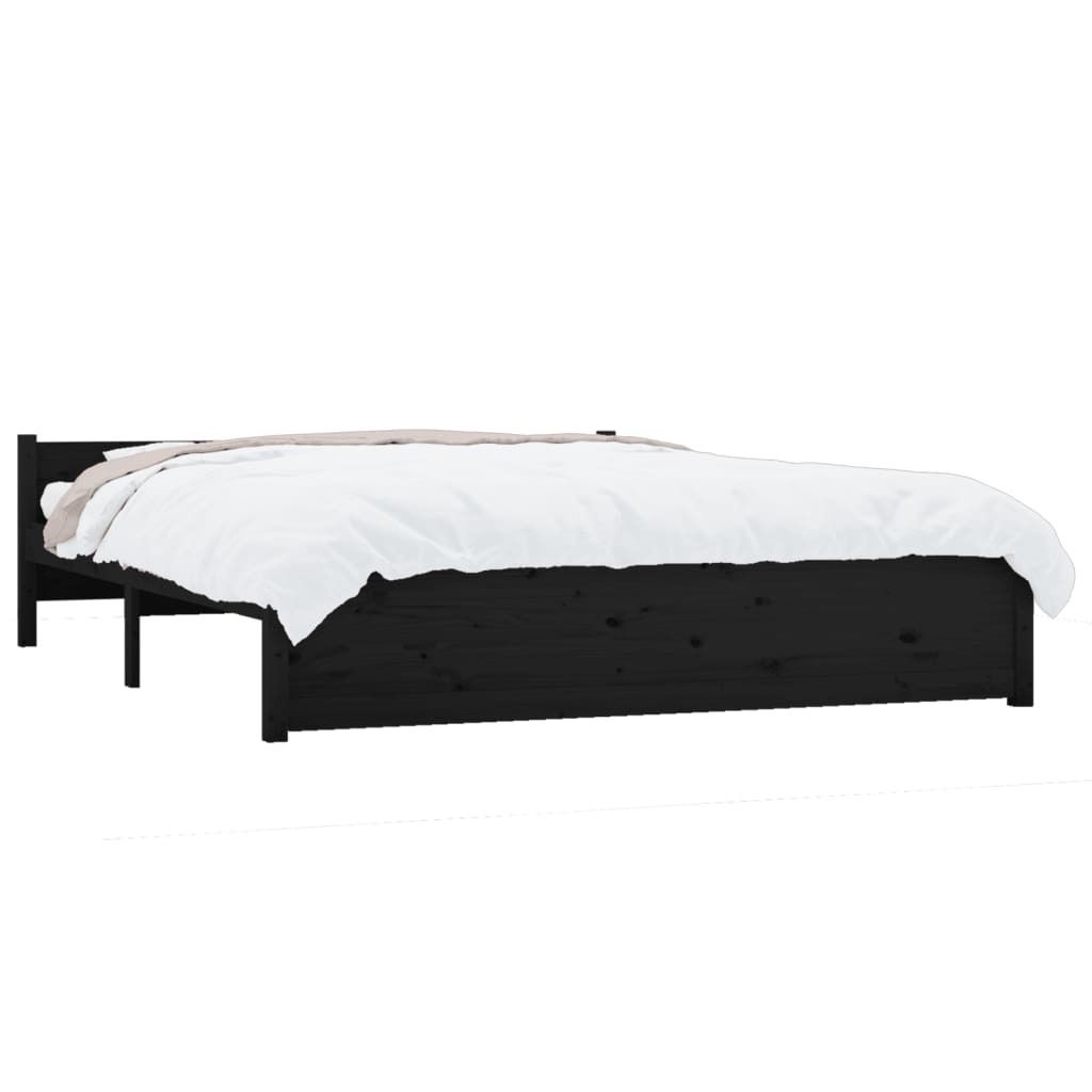 vidaXL Massivholzbett Schwarz 150x200 cm
