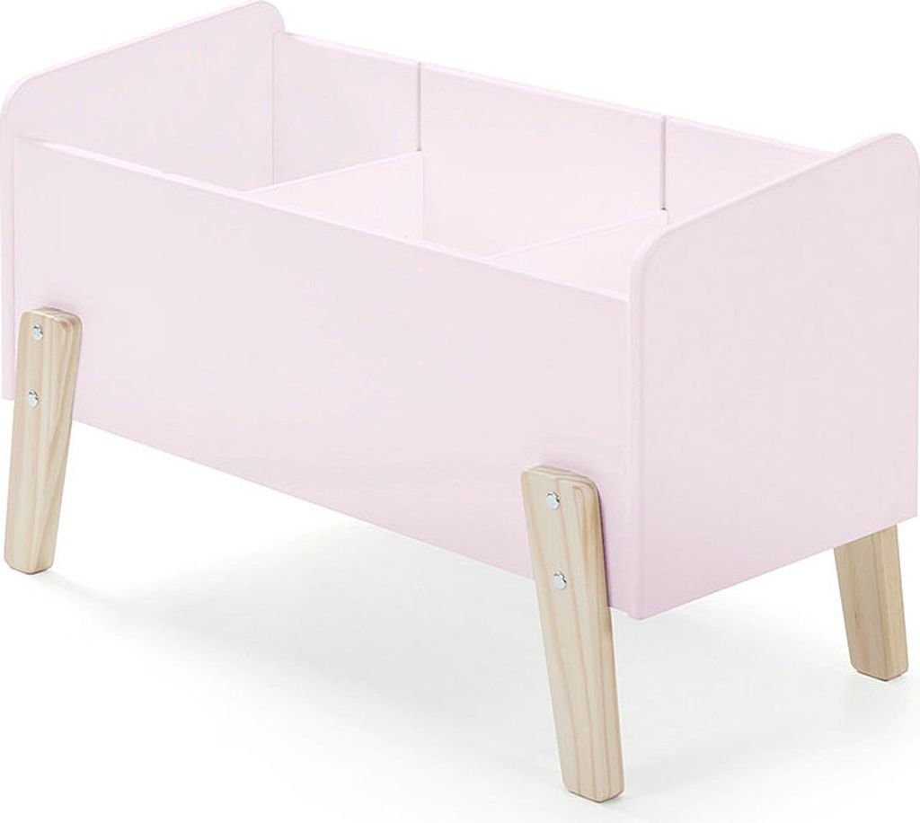 Spielzeugkiste Truhe SLIGO-12 mit 3 Fächern rosa lackiert, Kiefer massiv B x H x T ca. 80 x 48 x 39cm