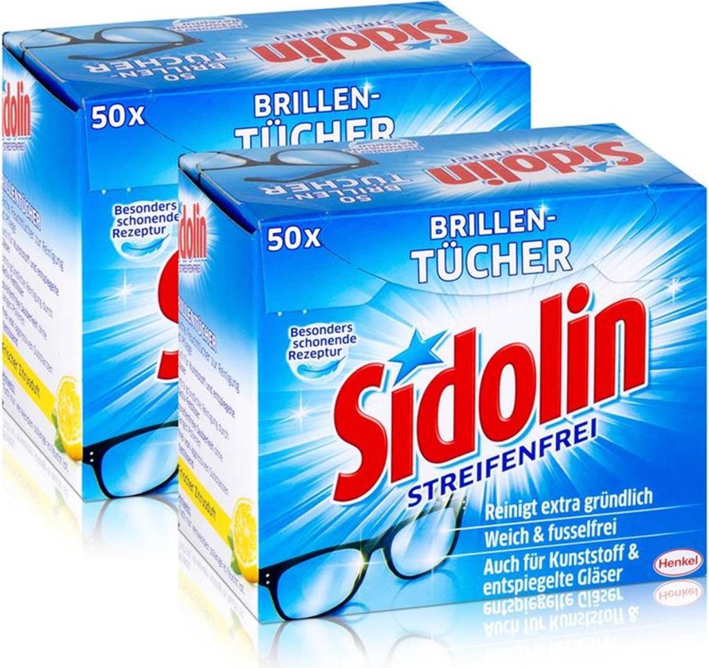 2x Sidolin Brillen Putztücher 50 stk. Tücher Produktbild 