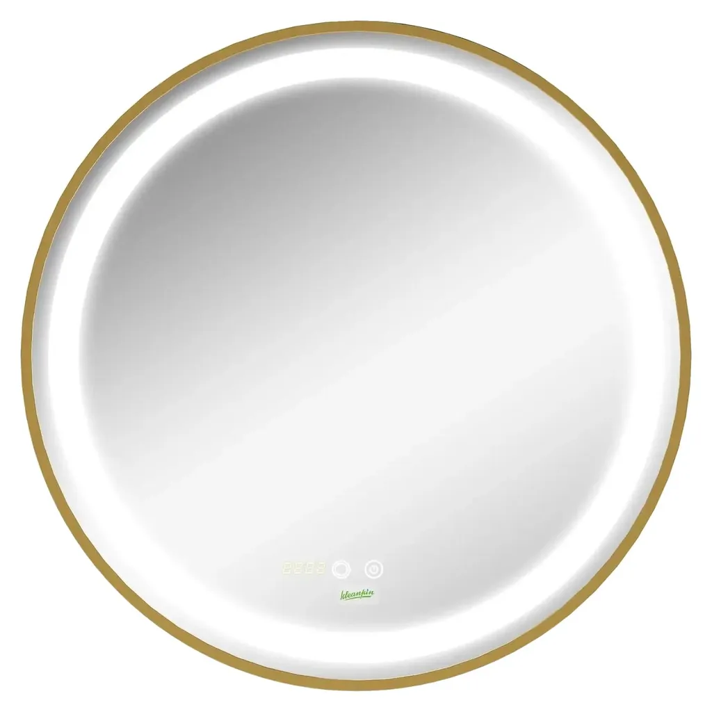 Miroir salle de bain LED tactile doré dimmable avec fonction mémoire