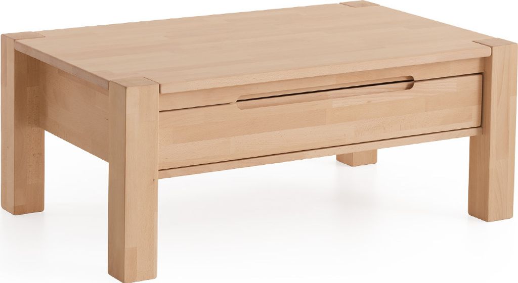 Couchtisch Tisch mit Schublade NALDO Buche Massivholz 110x70 cm