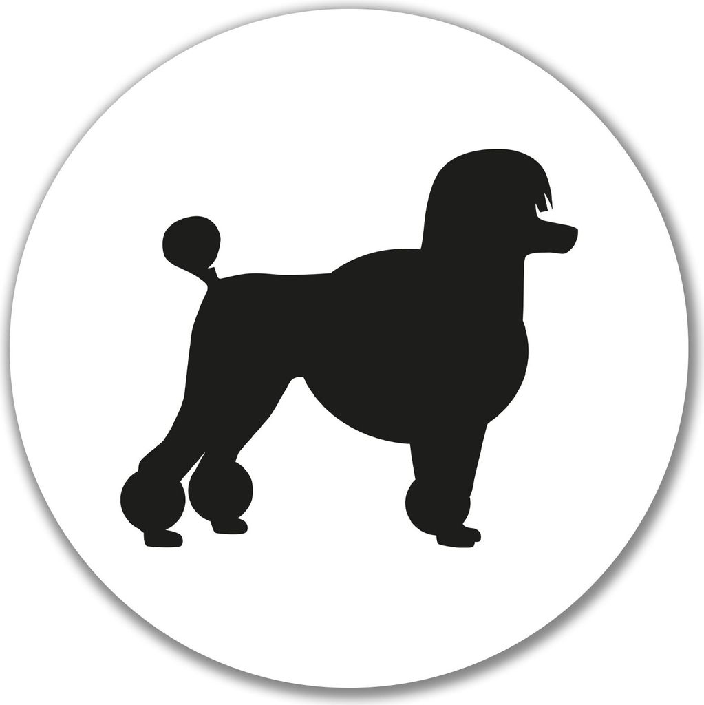 Huuraa Aufkleber Pudel Silhouette 10cm rund Sticker Geschenkidee