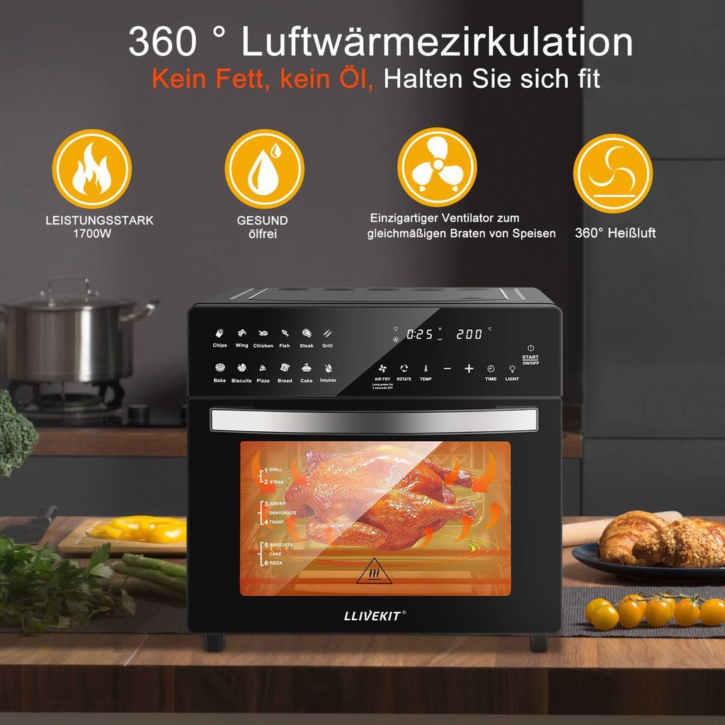 LLIVEKIT Heißluftfritteuse, Backofen Heißluftofen Backofen Produktbild 5