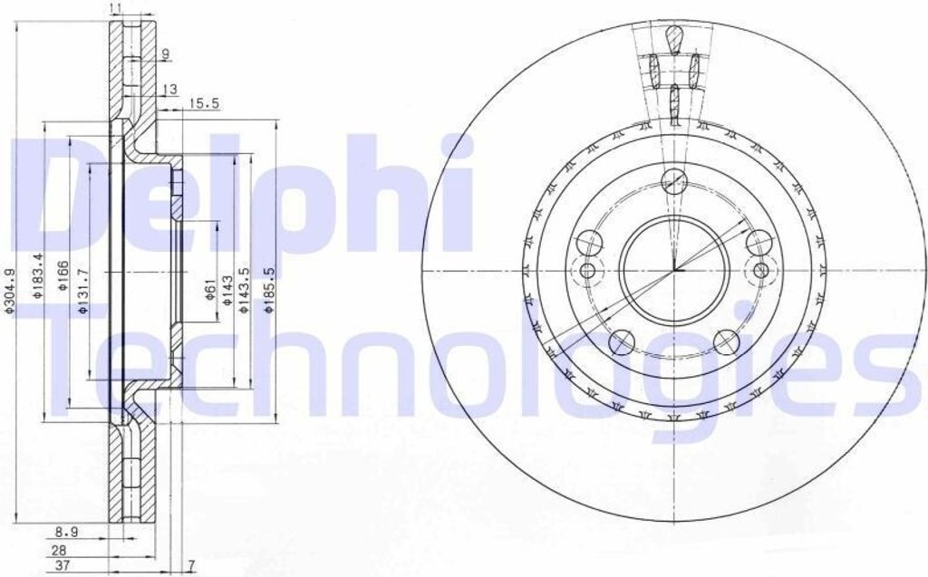 2x DELPHI Bremsscheibe BG3685 für RENAULT ESPACE III (JE0_) Produktbild 