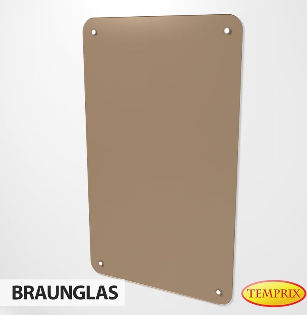 Wärmeschutz aus Glas | Hitzeschutz Braun getönt Larvik 1000 x 600 x 6 mm | Wandhitzeschutz Funkenschutz Glas Möbelschutz Wandschutz