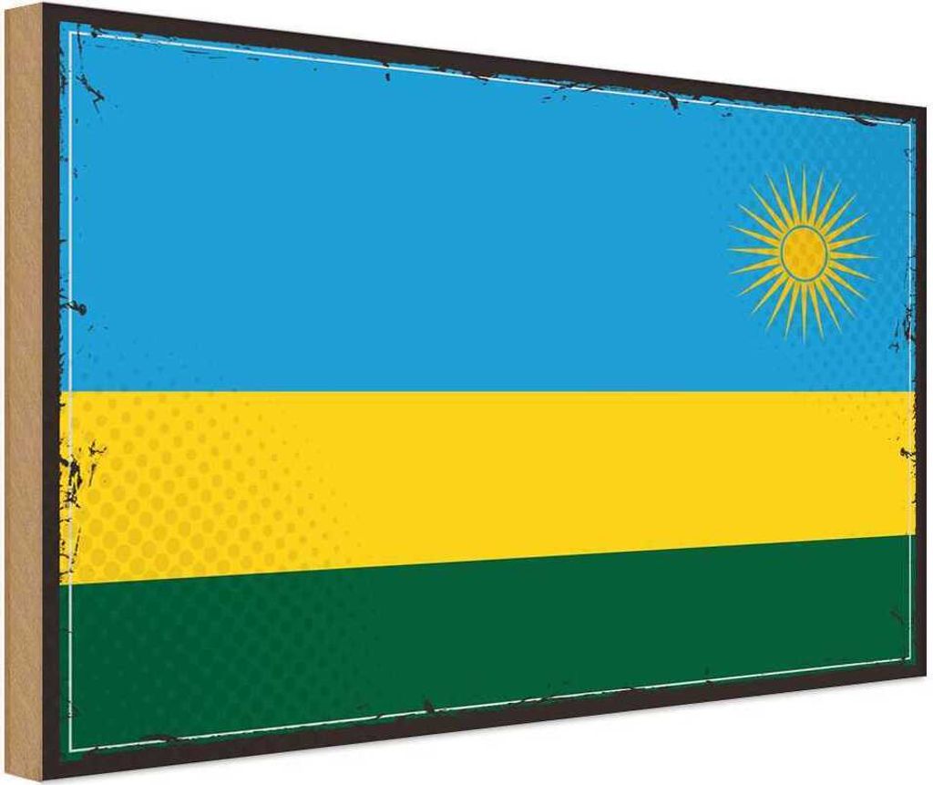 vianmo Holzschild 20x30 cm Ruandas Rwanda Flagge Fahne Wappen