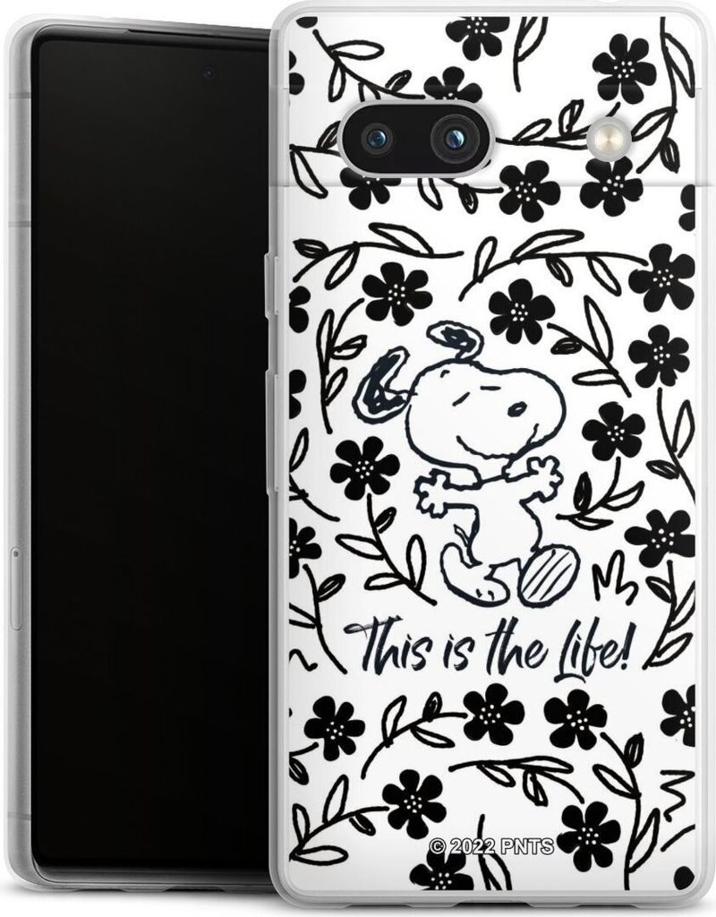 DeinDesign Slim Hülle für Google Pixel 7a Silikon Case Ultra Dünn Handyhülle Blumen Peanuts Snoopy
