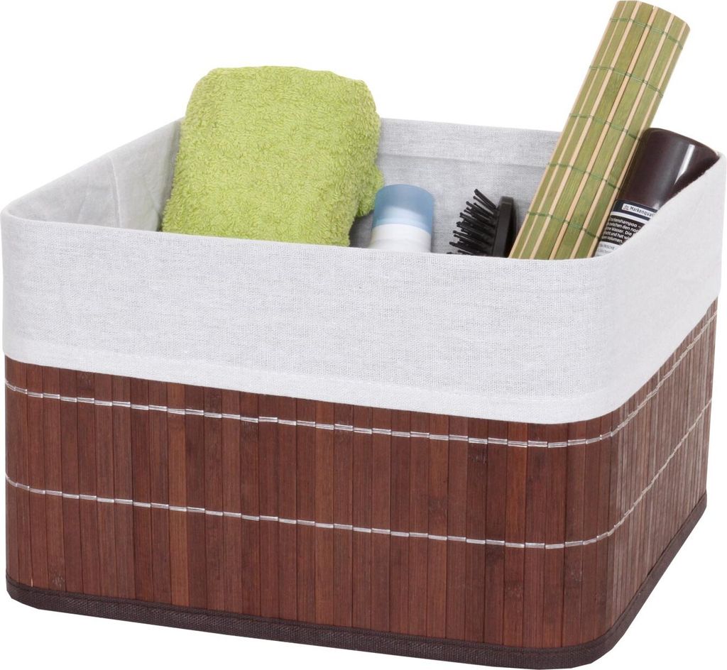 Aufbewahrungskorb MCW-C21, Korb Aufbewahrungsbox Ordnungsbox Sortierbox Regalkorb, Bambus braun