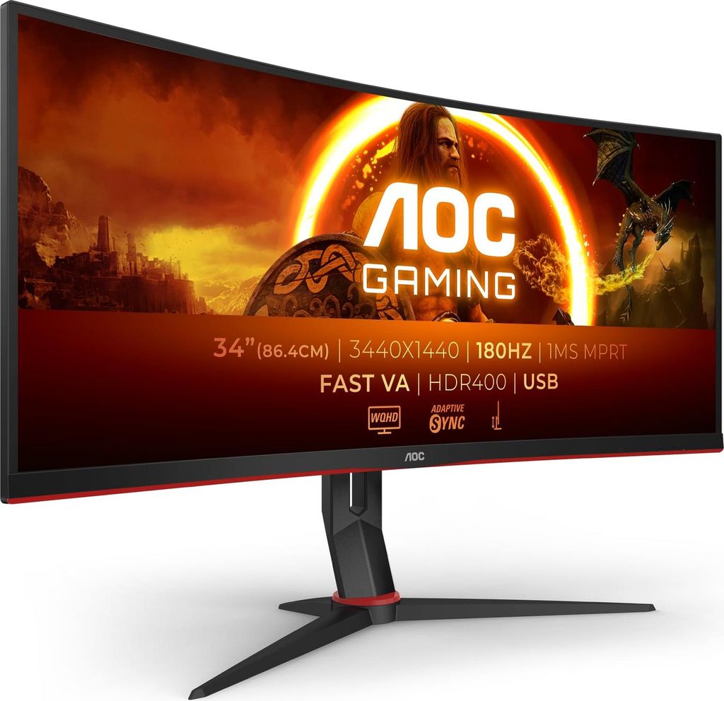 AOC Gaming CU34G2XPD – 34-Zoll-WQHD-Curved-Monitor mit 180 Hz und FreeSync