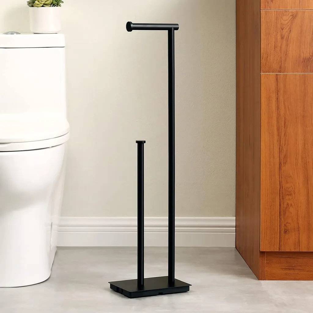 Support papier toilette noir inox SUS304 anti-rouille avec base stable