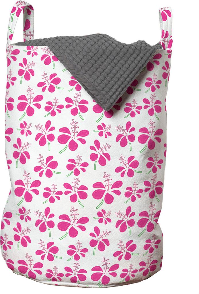 ABAKUHAUS Blumen Wäschesack, Romantische Kommandos Blumen, Wäschekorb mit Griffen Kordelzugverschluss für Waschsalons, 33 cm breit x 49 cm hoch,...