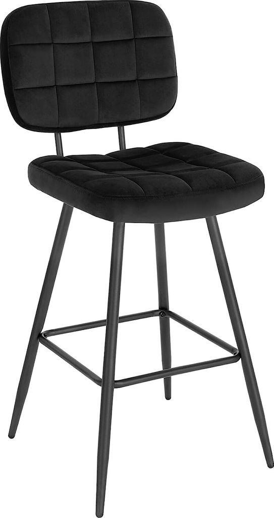EUGAD Barhocker, gut gepolstert, aus Samt Metall, Schwarz Produktbild 