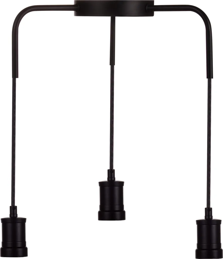 Suspension Réglable 1,5m pour Plafond Haut Luminaire 3 Lampes Noir