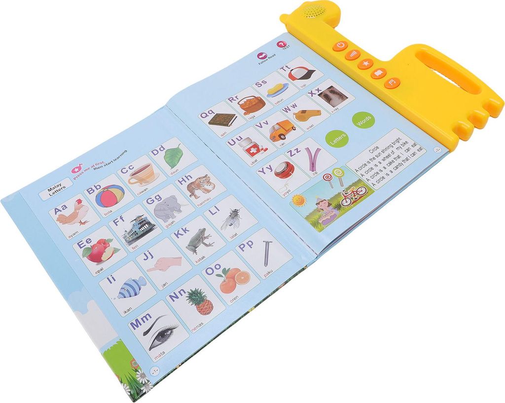 Kinder-Lernbuch mit Stift, Frühpädagogik-Punkt-Lesemaschine für 3–6 Jahre altes malaiisches Arabisch-Englisch