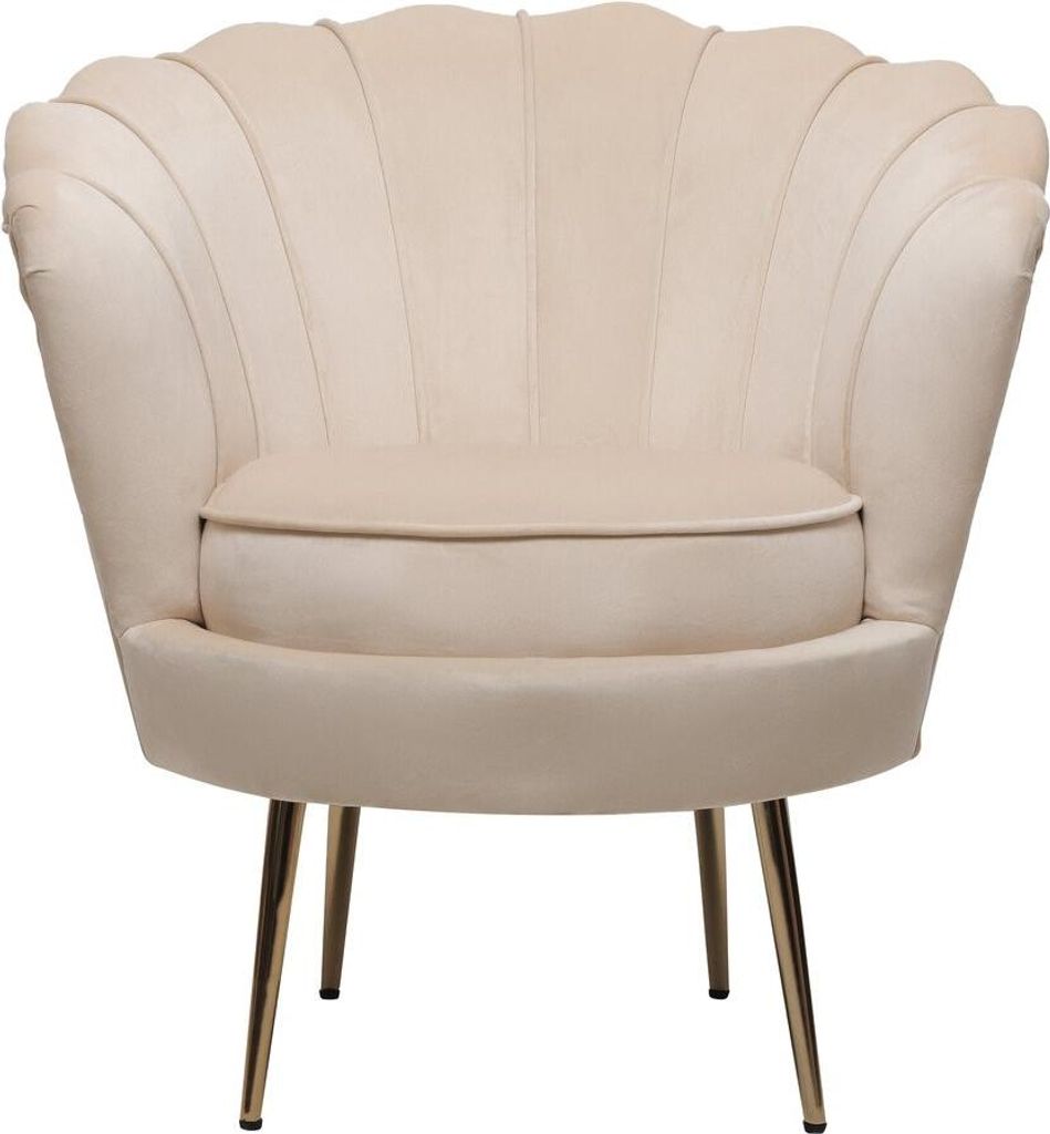 Poltrona "Floria" in velluto - 75 x 68 x 77,5 cm - Beige Immagine del prodotto 