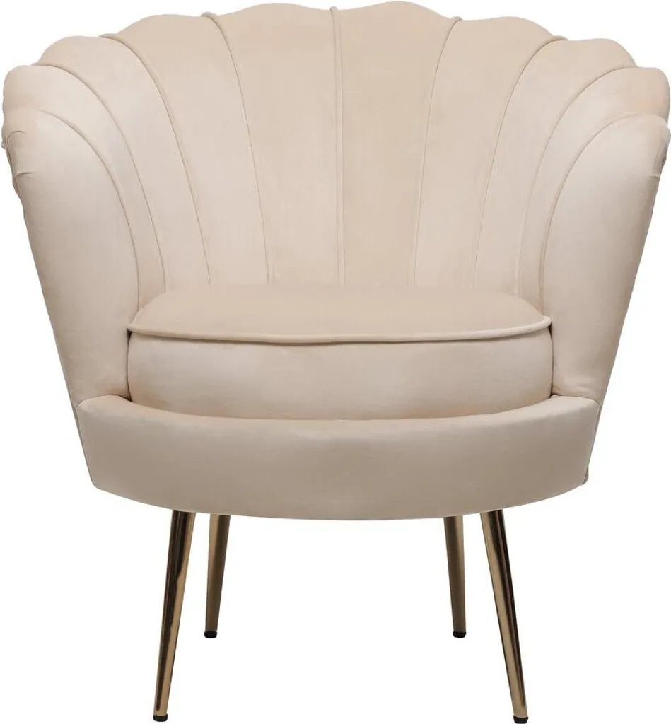 Petit Fauteuil de Salon en Velours Floria Beige - Siège d'Appoint Luxe