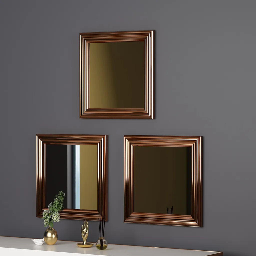 Miroirs de Décoration Bronze Otto - Design Carré 40x40 cm - Trio Chic - 2