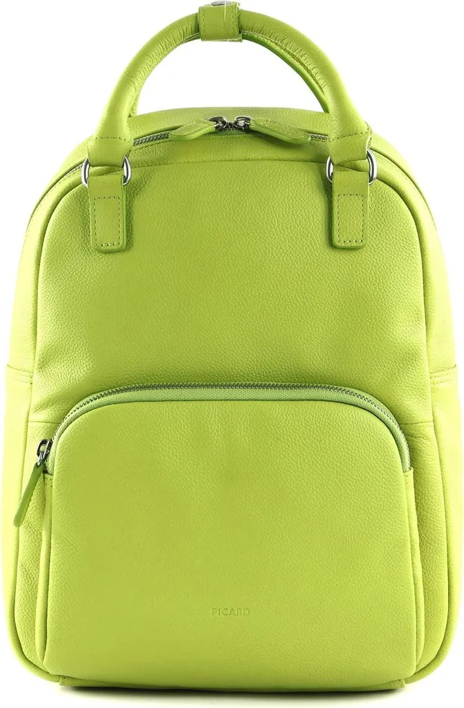 Sac à dos loisirs PICARD Luis en cuir souple couleur vert clair lime