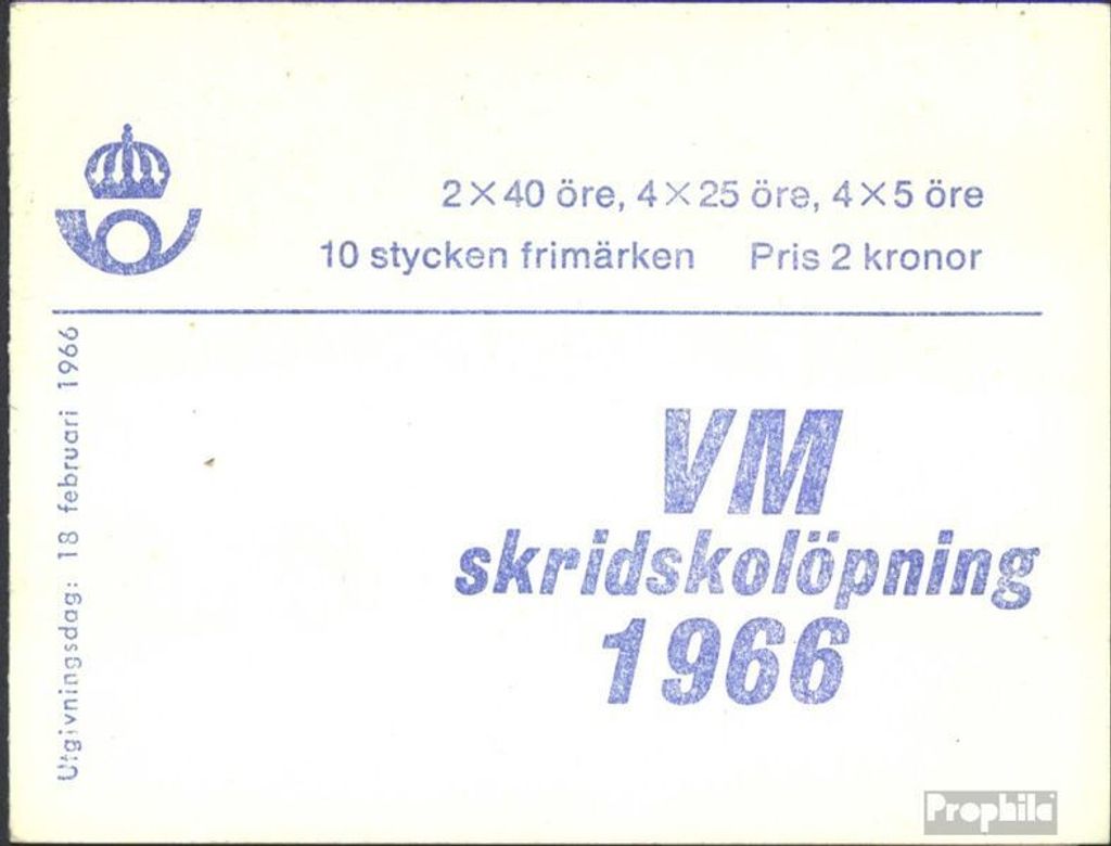 Briefmarken Schweden 1966 Mi MH10I (kompl.Ausg.) postfrisch WM Eisschnellauf