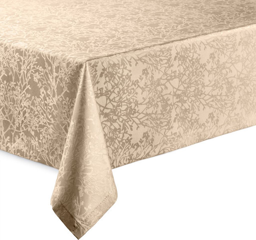 DecoHomeTextil Tischdecke Harmony hochwertig pflegeleicht mit Saumrand Champagner Eckig 110 x 220 cm