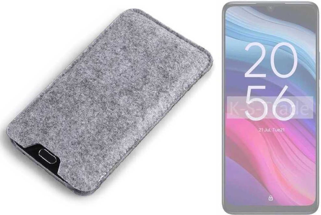 K-S-Trade Filz Handyhülle kompatibel mit TCL 505 Schutzhülle Filztasche Filz Tasche Case Sleeve Handy Hülle Filzhülle grau