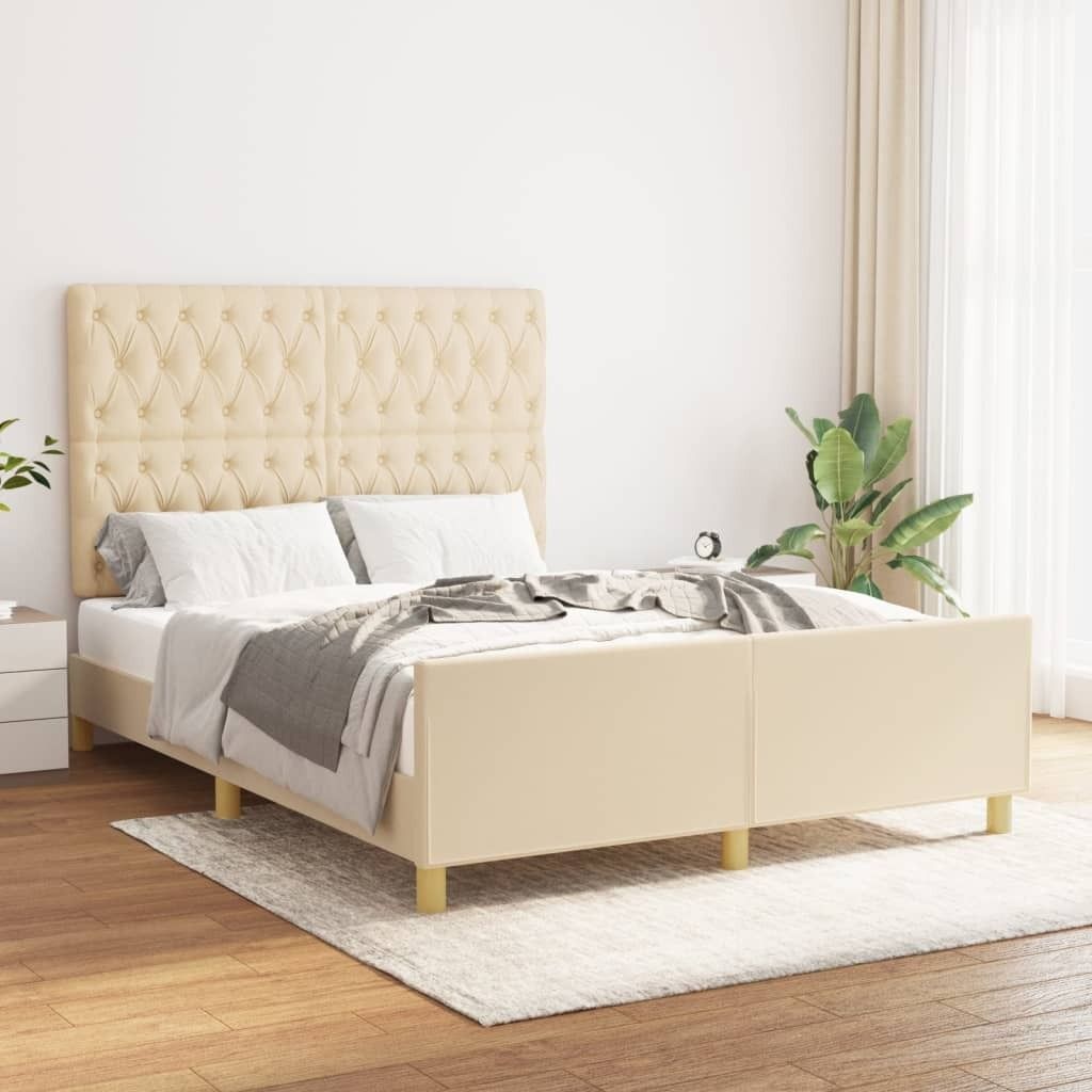 Maison Exclusive - Bettgestell ohne Matratze Creme 140x200 cm Stoff