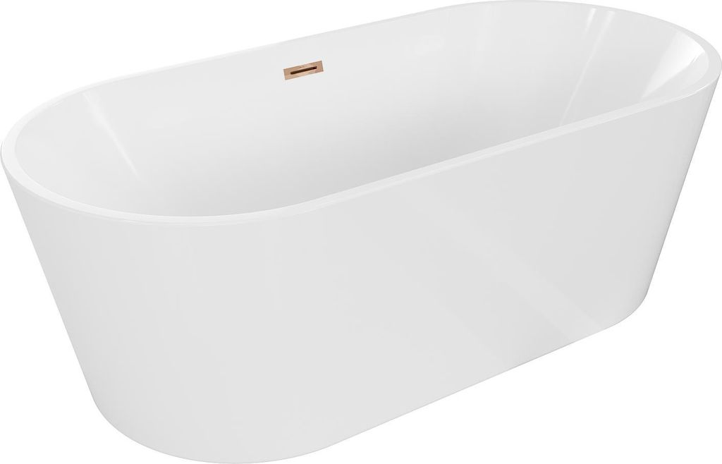 Mexen Luna freistehende Badewanne 180 x 80 cm, weiß, mit Überlauf in Roségold - 52031808000-60