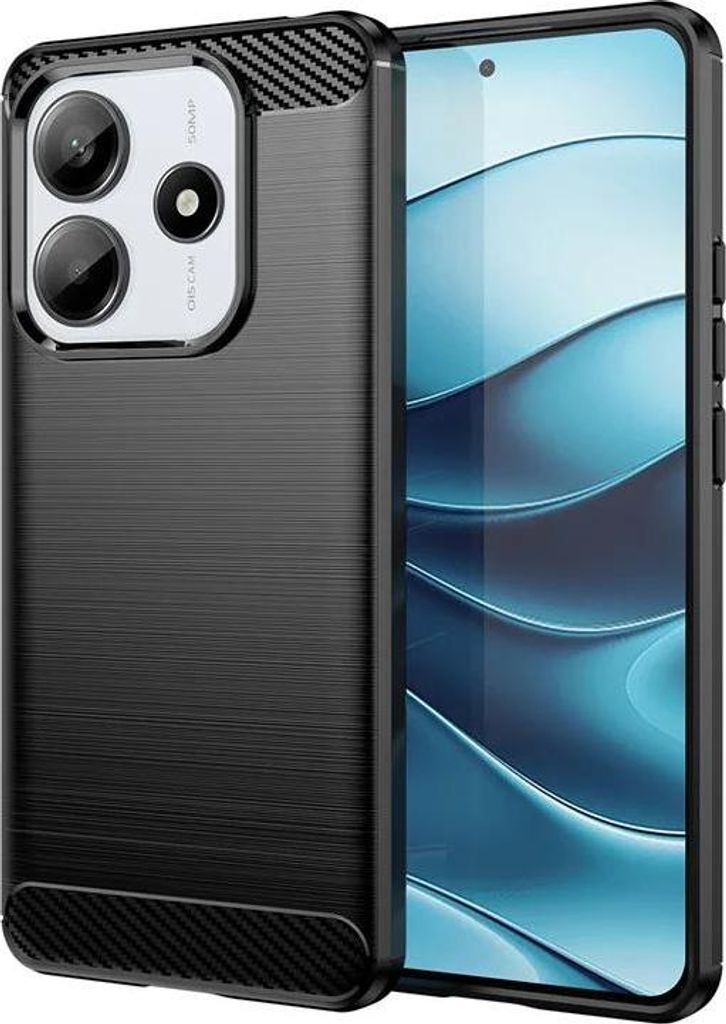 Hülle für Xiaomi Redmi Note 14 5G - Phonesta Carbon Silikon Back Cover - Schwarz