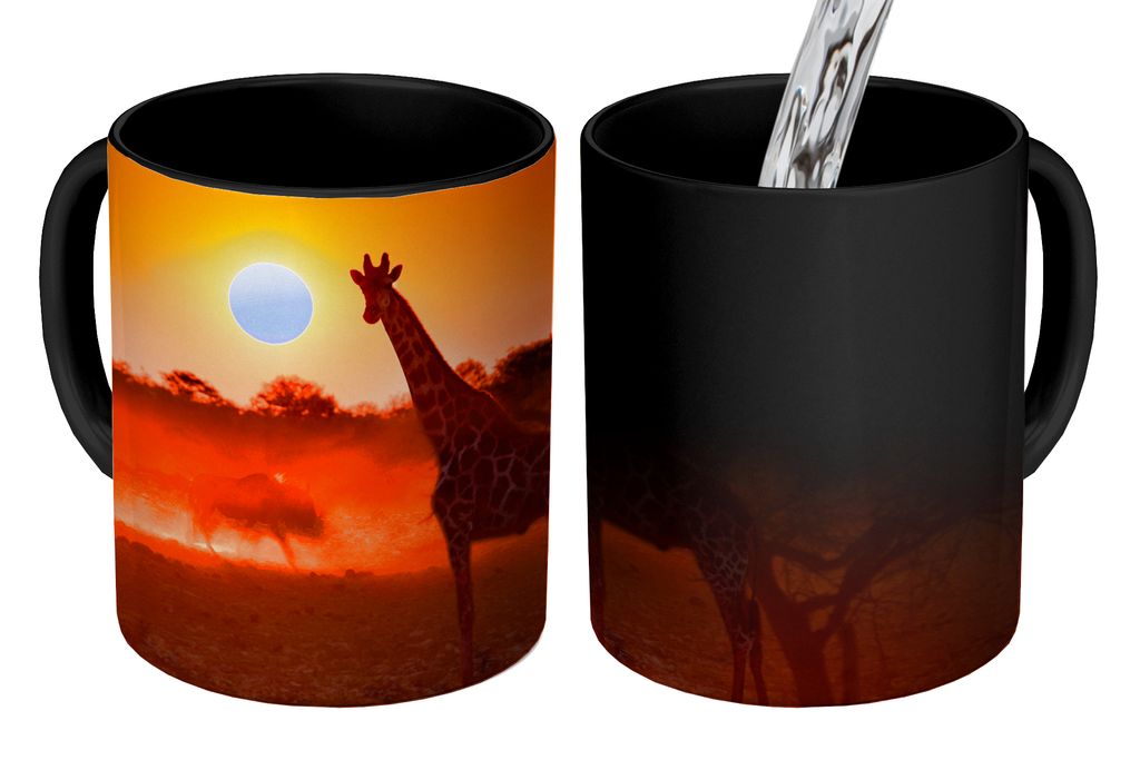 KitchenYeah Zauber Tasse Zaubertasse Magic Giraffe - Sonne - Savanne 350 ml Farbwechsel Becher Geschenk Geschenkidee - Magic-Tasse - Fototasse - ...