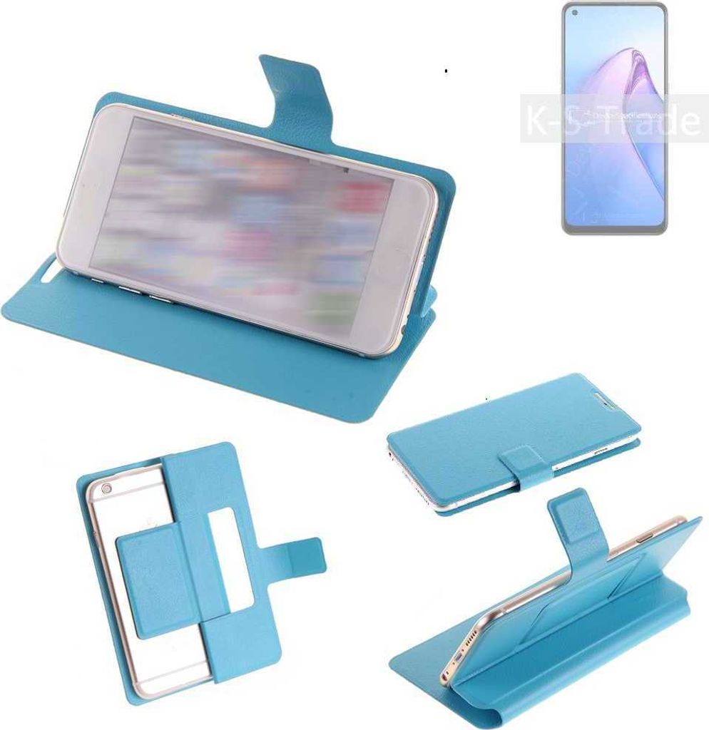 K-S-Trade Schutzhülle Handyhülle kompatibel mit Oppo Reno8 4G Flip cover Handy case Smartphone Klapphülle blau