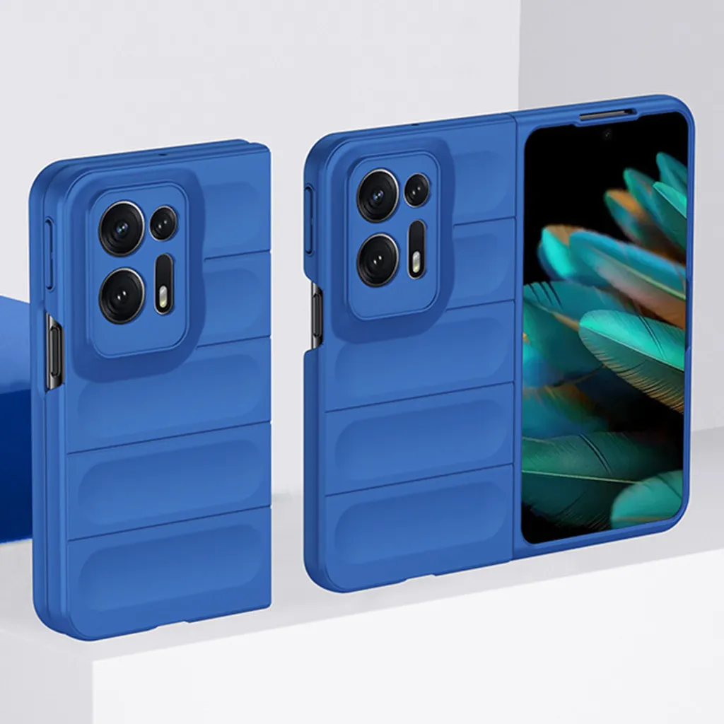Custodia Oppo Find N2, Custodia protettiva antiurto in silicone gommato per Oppo Find N2 Blu