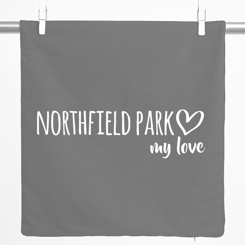 Huuraa Kissenbezug Northfield Park my love 40x40cm Steel Grey Baumwolle Dekokissenbezug Geschenkidee