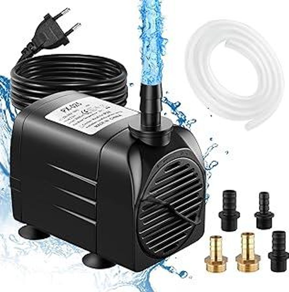 25W 2000L/H Aquarium Pumpe Wasserpumpe Tauchpumpe Förderpumpe Aquariumpumpe Fontänenpumpe für Aquarium Teich Garten und Hydroponiksystem Schwarz...