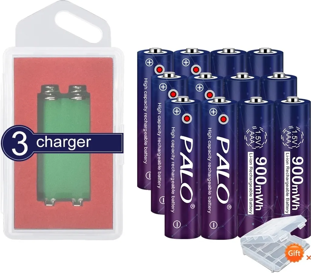 12 Batterie AAA Ricaricabili Litio 1.5V 900mWh - Addio Usa e Getta