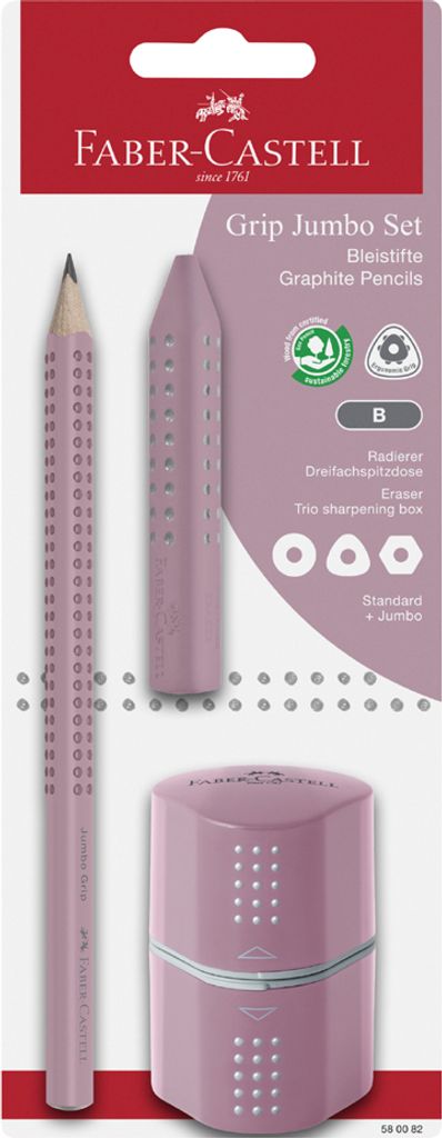 FABER-CASTELL Bleistift Jumbo GRIP Set rose Blisterkarte