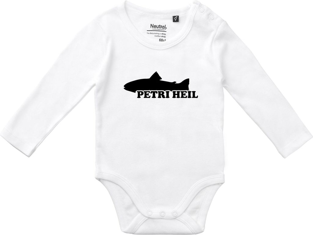 Huuraa Baby Body Petri Heil Fischergruß 74 White Baumwolle Fairtrade Langarmbody Geschenkidee